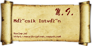 Mácsik István névjegykártya